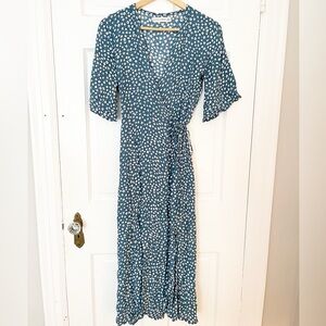 Faithfull the Brand Blue and White Midi Dress